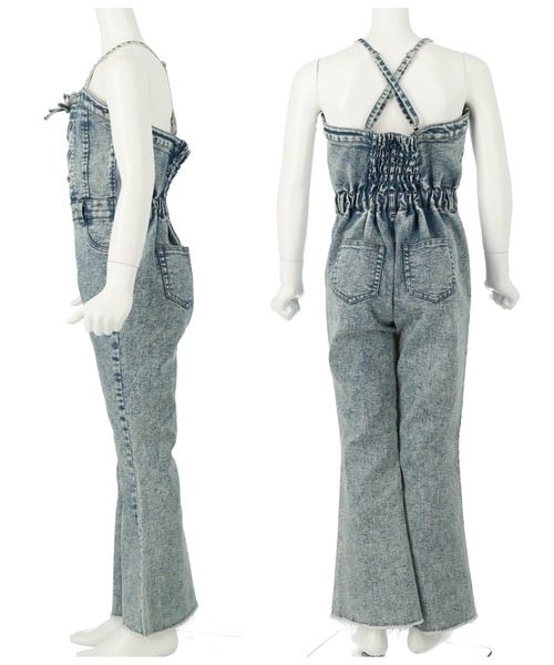 ANAP kids(アナップキッズ)の「レースアップ フレア サロペット 【ジュニアお揃い】(サロペット/オーバーオール・キッズ・ライトブルー/ブラック・110cm/120cm/130cm)」の19枚目の写真