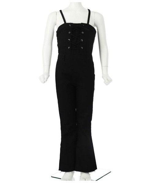 ANAP kids(アナップキッズ)の「レースアップ フレア サロペット 【ジュニアお揃い】(サロペット/オーバーオール・キッズ・ライトブルー/ブラック・110cm/120cm/130cm)」の17枚目の写真