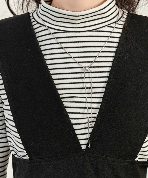 DAY CLOSET（デイ クローゼット）の「【すらっと細見え/裏地付き】きれいめ Ｖネック フレア シルエット ジャンスカ レディース（ジャンパースカート・レディース・モカ/ブラック/ホワイト・M/S）」の19枚目の写真