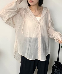 フード付きシアーシャツ