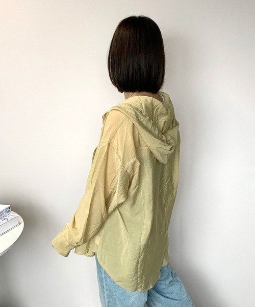 CRB（シーアールビー）の「フード付きシアーシャツ（シャツ/ブラウス・レディース・ベージュ/パープル/アイボリー/ライム/グリーン/ピンク/イエロー・F）」の20枚目の写真