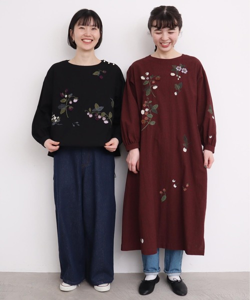 l'atelier du savon(アトリエドサボン)の「●立体刺繍 ラズベリーの実 ワンピース(ワンピース・レディース・ブラック/レッド・FREE)」の18枚目の写真