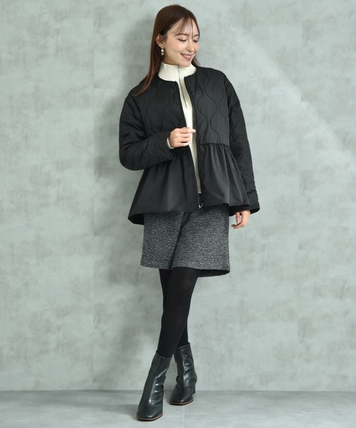 INTERPLANET（インタープラネット）の「タフタ＊キルトペプラムショートコート（その他アウター・レディース・オフホワイト/ブラック・FREE）」の12枚目の写真