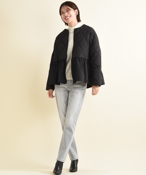 INTERPLANET（インタープラネット）の「タフタ＊キルトペプラムショートコート（その他アウター・レディース・オフホワイト/ブラック・FREE）」の15枚目の写真