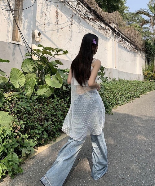 LYEON(リヨン)の「シアーチュールキャミワンピース(ワンピース・レディース・ブラック/オフホワイト・FREE)」の18枚目の写真