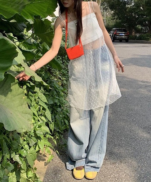 LYEON(リヨン)の「シアーチュールキャミワンピース(ワンピース・レディース・ブラック/オフホワイト・FREE)」の20枚目の写真