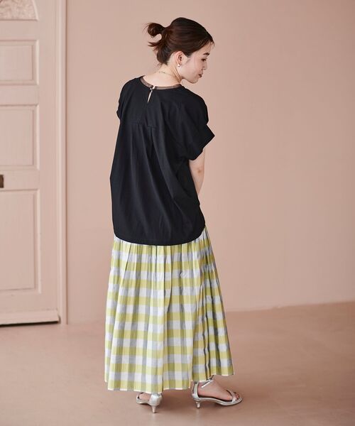 le.coeur blanc(ルクールブラン)の「チェック×ストライプシャーリングスカート(スカート・レディース・イエロー系その他/グリーン系その他/ベージュ系その他2・38)」の9枚目の写真