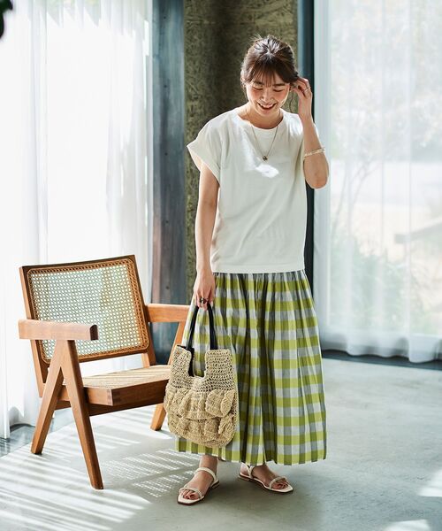 le.coeur blanc(ルクールブラン)の「チェック×ストライプシャーリングスカート(スカート・レディース・イエロー系その他/グリーン系その他/ベージュ系その他2・38)」の11枚目の写真