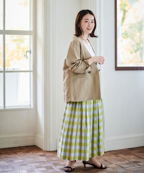 le.coeur blanc(ルクールブラン)の「チェック×ストライプシャーリングスカート(スカート・レディース・イエロー系その他/グリーン系その他/ベージュ系その他2・38)」の13枚目の写真