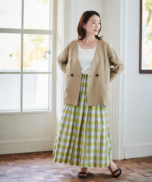 le.coeur blanc(ルクールブラン)の「チェック×ストライプシャーリングスカート(スカート・レディース・イエロー系その他/グリーン系その他/ベージュ系その他2・38)」の15枚目の写真