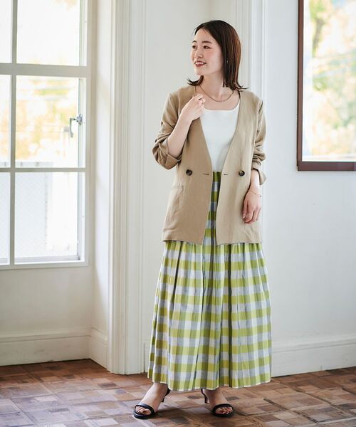 le.coeur blanc(ルクールブラン)の「チェック×ストライプシャーリングスカート(スカート・レディース・イエロー系その他/グリーン系その他/ベージュ系その他2・38)」の16枚目の写真