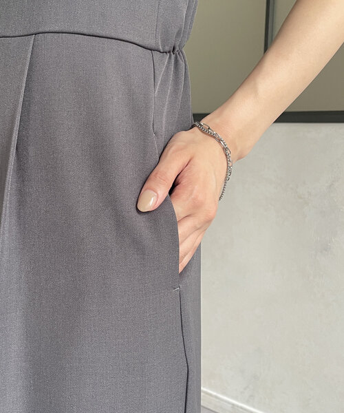 Thevon（ゼボン）の「リネンタッチチュールドッキングオールインワン（つなぎ/オールインワン・レディース・チャコールグレー/アイボリー・FREE）」の15枚目の写真