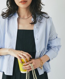 La boutique BonBon | 【ZOZO限定カラーあり・miki監修】パール釦ストライプクロップドシャツ(シャツ/ブラウス)