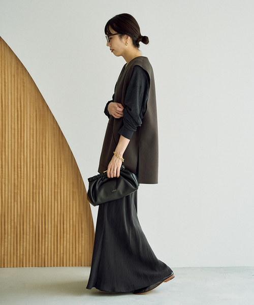 Plage Washable Fibril Drape スカート　ベージュ 追加》Washable Fibril Drape スカート（ロング・マキシ丈
