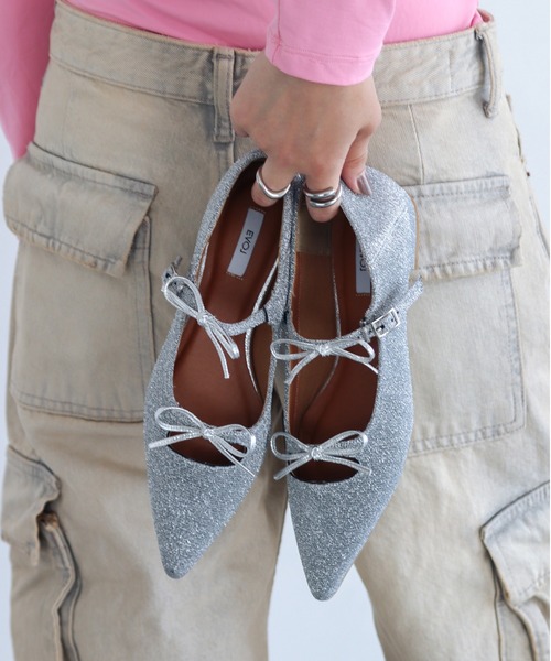 EVOL(イーボル)の「【EVOL】ダブルリボンソフトポインテッドパンプス IX5433(パンプス・レディース・ブラック/ベージュ/シルバー/ピンク/ブラック系その他・24.5cm/24.0cm/23.5cm/23.0cm/22.5cm/22.0cm/25.0cm)」の5枚目の写真