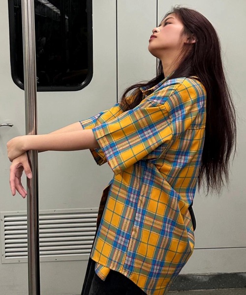 【boohoo】オーバーサイズ 半袖 ボタン シャツ★チェック柄★ MinoriTY オーバーサイズ 半袖シャツ メンズ チェック ビッグ