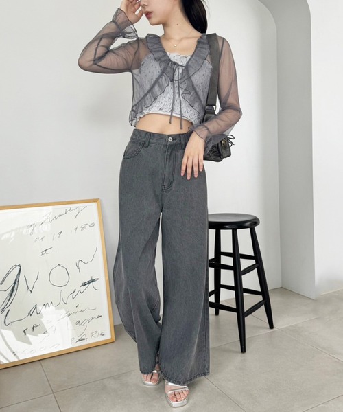 one after another NICE CLAUP（ワンアフターアナザーナイスクラップ）の「フリルボレロカーディガン（シャツ/ブラウス・レディース・チャコールグレー/グレー/オフホワイト・FREE）」の5枚目の写真