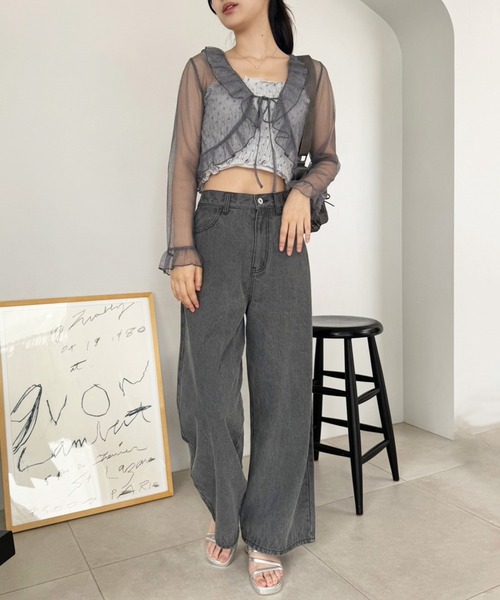 one after another NICE CLAUP（ワンアフターアナザーナイスクラップ）の「フリルボレロカーディガン（シャツ/ブラウス・レディース・チャコールグレー/グレー/オフホワイト・FREE）」の6枚目の写真