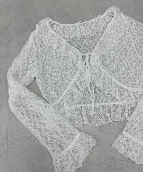 one after another NICE CLAUP（ワンアフターアナザーナイスクラップ）の「フリルボレロカーディガン（シャツ/ブラウス・レディース・チャコールグレー/グレー/オフホワイト・FREE）」の7枚目の写真