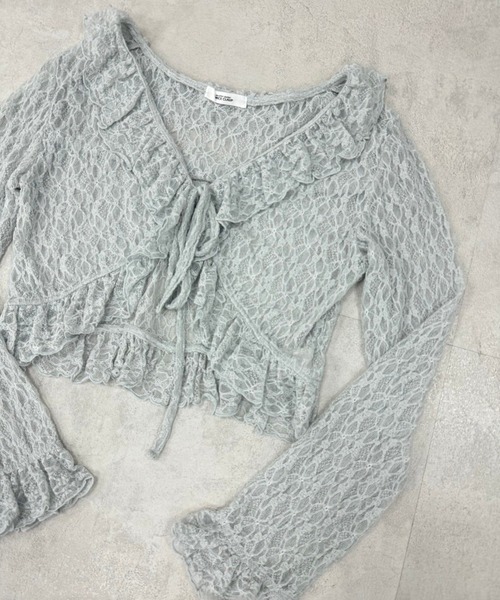 one after another NICE CLAUP（ワンアフターアナザーナイスクラップ）の「フリルボレロカーディガン（シャツ/ブラウス・レディース・チャコールグレー/グレー/オフホワイト・FREE）」の8枚目の写真