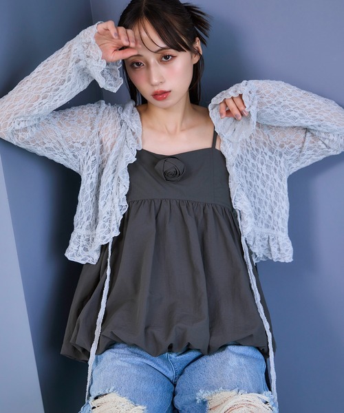 one after another NICE CLAUP（ワンアフターアナザーナイスクラップ）の「フリルボレロカーディガン（シャツ/ブラウス・レディース・チャコールグレー/グレー/オフホワイト・FREE）」の11枚目の写真