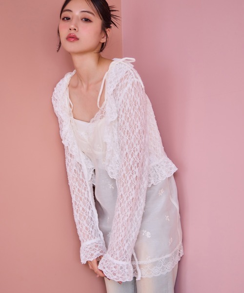 one after another NICE CLAUP（ワンアフターアナザーナイスクラップ）の「フリルボレロカーディガン（シャツ/ブラウス・レディース・チャコールグレー/グレー/オフホワイト・FREE）」の14枚目の写真