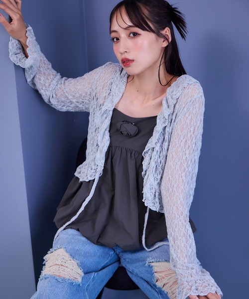 one after another NICE CLAUP（ワンアフターアナザーナイスクラップ）の「フリルボレロカーディガン（シャツ/ブラウス・レディース・チャコールグレー/グレー/オフホワイト・FREE）」の9枚目の写真