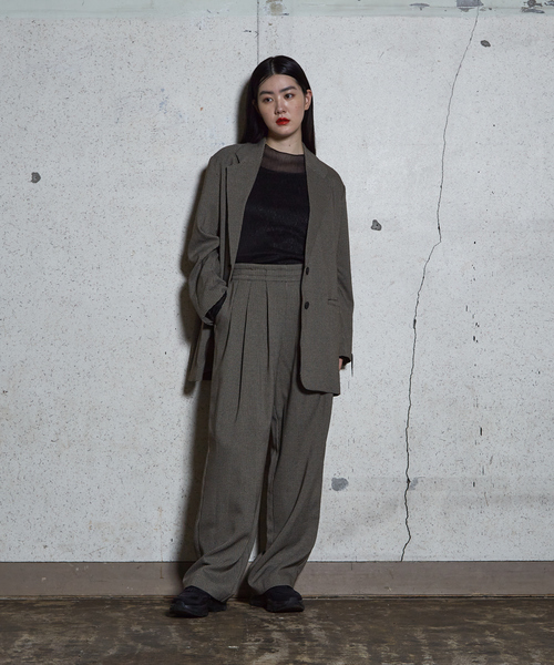 NOMINE（ノミネ）の「【セットアップ着用可】チェック タック ワイドパンツ（スラックス・レディース・グレー・M/S）」の17枚目の写真