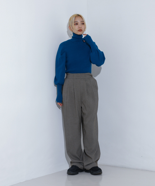 NOMINE（ノミネ）の「【セットアップ着用可】チェック タック ワイドパンツ（スラックス・レディース・グレー・M/S）」の9枚目の写真