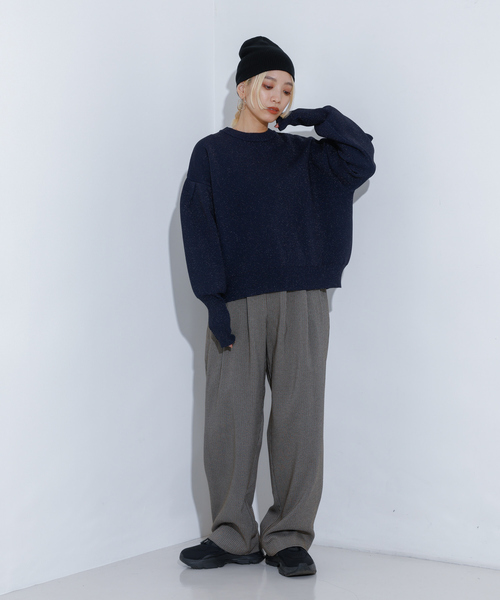 NOMINE（ノミネ）の「【セットアップ着用可】チェック タック ワイドパンツ（スラックス・レディース・グレー・M/S）」の7枚目の写真