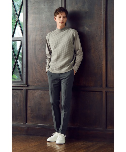 MEN'S BIGI（メンズビギ）の「ニットコンビモックネックカットソー（Tシャツ/カットソー・メンズ・ネイビー/ホワイト/グレー・01/03/02）」の22枚目の写真