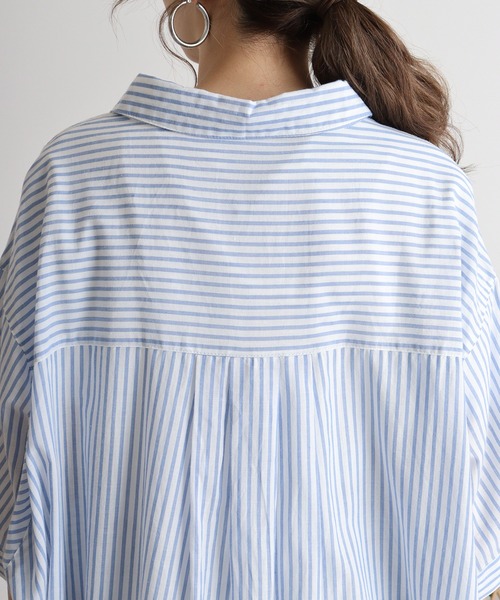 atONE(アットワン)の「ストライプ柄シャツワンピース(シャツワンピース・レディース・ネイビー×ホワイト/ホワイト×ブルー・M)」の11枚目の写真