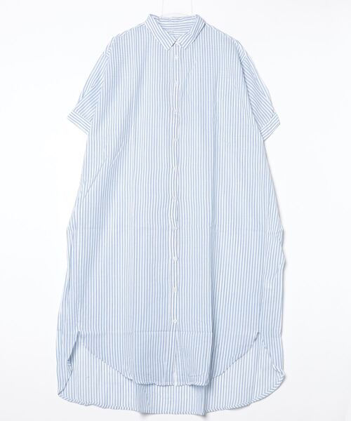 atONE(アットワン)の「ストライプ柄シャツワンピース(シャツワンピース・レディース・ネイビー×ホワイト/ホワイト×ブルー・M)」の15枚目の写真