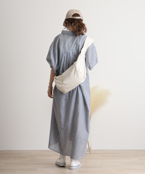 atONE(アットワン)の「ストライプ柄シャツワンピース(シャツワンピース・レディース・ネイビー×ホワイト/ホワイト×ブルー・M)」の18枚目の写真