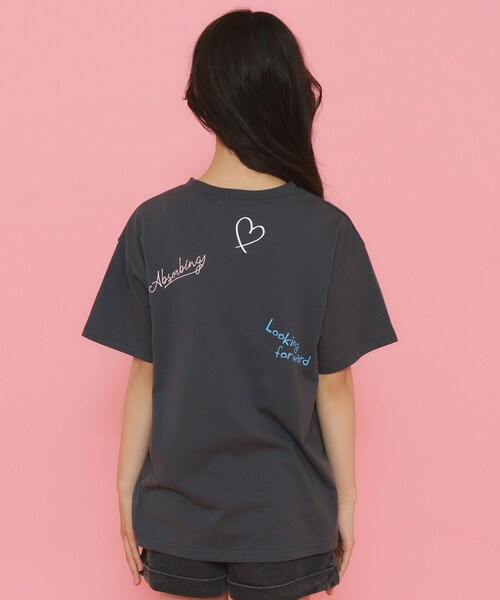 PINK-latte(ピンクラテ)の「◆【130cmあり】ミックスロゴゆるTシャツ(Tシャツ/カットソー・キッズ・ライトグレー/オフホワイト/チャコールグレー・13/14/15 /16)」の19枚目の写真