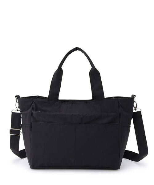 SHOO・LA・RUE(シューラルー)の「◆【撥水/2WAY/キャリーオン】10ポケスクエアミニボストンバッグ(ボストンバッグ・レディース・ベージュ/ブラック/ダークグレー・00)」の1枚目の写真