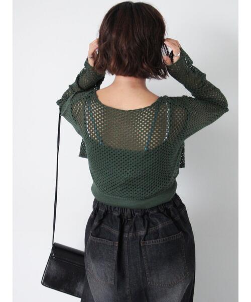 ehka sopo（エヘカソポ）の「メッシュリボンカーデキャミセット（カーディガン/ボレロ・レディース・グリーン/ブラウン/キナリ/ピンク・F）」の12枚目の写真