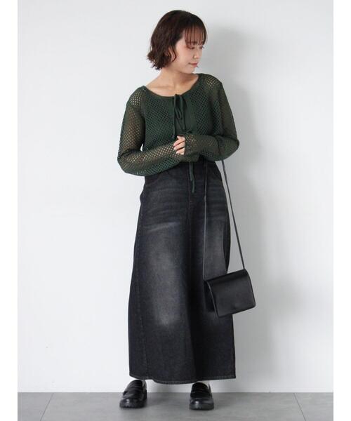 ehka sopo（エヘカソポ）の「メッシュリボンカーデキャミセット（カーディガン/ボレロ・レディース・グリーン/ブラウン/キナリ/ピンク・F）」の11枚目の写真