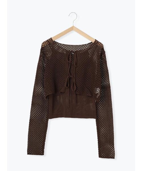 ehka sopo（エヘカソポ）の「メッシュリボンカーデキャミセット（カーディガン/ボレロ・レディース・グリーン/ブラウン/キナリ/ピンク・F）」の7枚目の写真