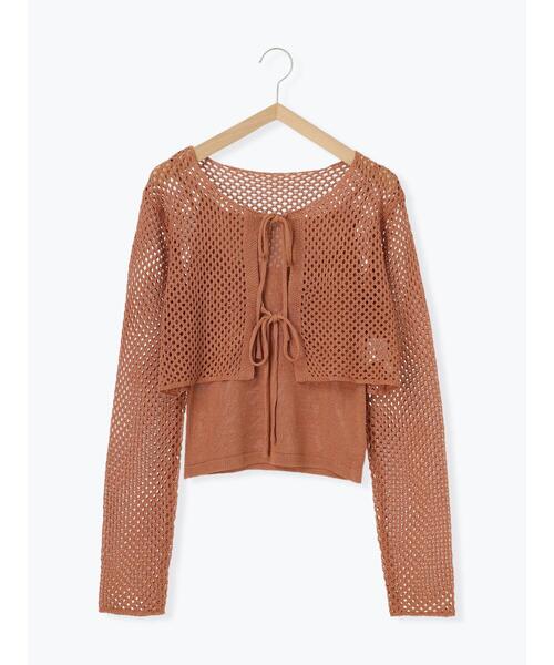 ehka sopo（エヘカソポ）の「メッシュリボンカーデキャミセット（カーディガン/ボレロ・レディース・グリーン/ブラウン/キナリ/ピンク・F）」の18枚目の写真
