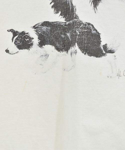 [古着]ビンテージ　ニット　刺繍デザイン　犬　アニマル　ボーダー　グレー　黒 [古着]ビンテージ　ニット　刺繍デザイン　犬　アニマル　ボーダー　グレー　黒