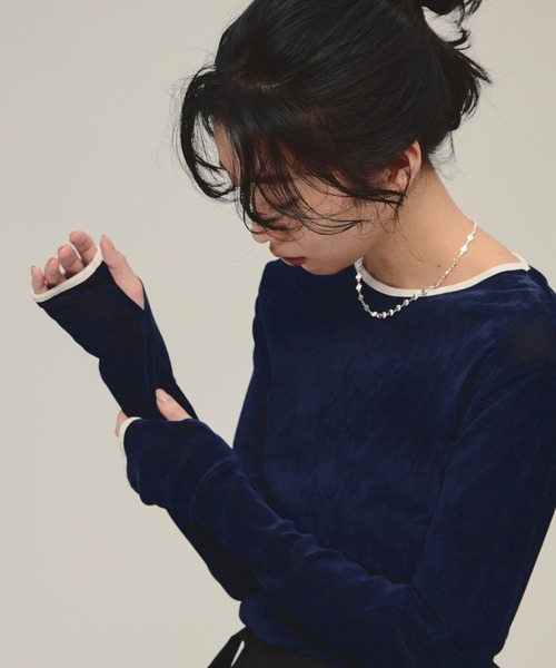 eL（エル）の「【eL】Sheer Velour Pullover/130745（Tシャツ/カットソー・レディース・ブラック/オフホワイト/ネイビー/ホワイト系その他/ブラック系その他/ネイビー系・FREE）」の6枚目の写真