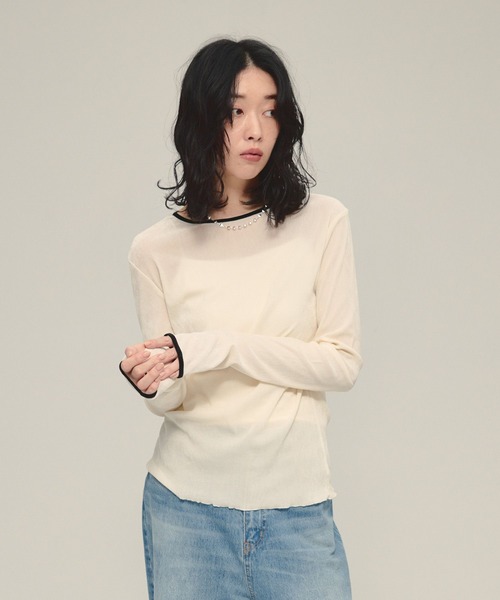 eL（エル）の「【eL】Sheer Velour Pullover/130745（Tシャツ/カットソー・レディース・ブラック/オフホワイト/ネイビー/ホワイト系その他/ブラック系その他/ネイビー系・FREE）」の3枚目の写真