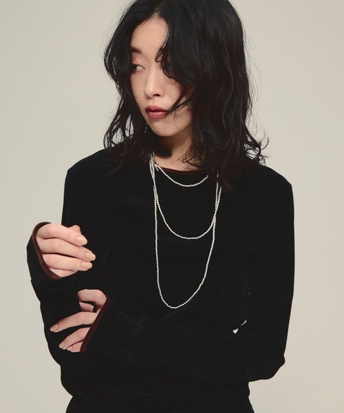 eL（エル）の「【eL】Sheer Velour Pullover/130745（Tシャツ/カットソー・レディース・ブラック/オフホワイト/ネイビー/ホワイト系その他/ブラック系その他/ネイビー系・FREE）」の5枚目の写真