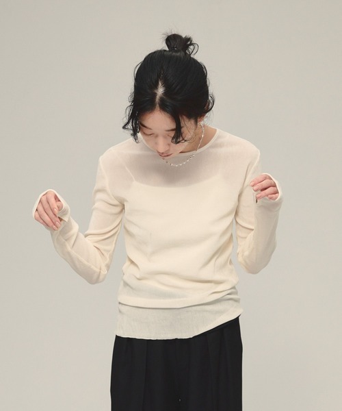 eL（エル）の「【eL】Sheer Velour Pullover/130745（Tシャツ/カットソー・レディース・ブラック/オフホワイト/ネイビー/ホワイト系その他/ブラック系その他/ネイビー系・FREE）」の2枚目の写真