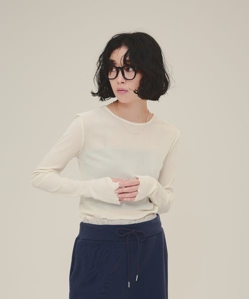 eL（エル）の「【eL】Sheer Velour Pullover/130745（Tシャツ/カットソー・レディース・ブラック/オフホワイト/ネイビー/ホワイト系その他/ブラック系その他/ネイビー系・FREE）」の9枚目の写真