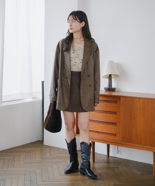 Kastane（カスタネ）の「フェイクレザーダブルジャケット（テーラード