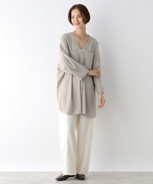 セール】Vネックワイドチュニックシャツワンピース/AW 145461