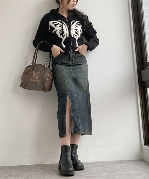 kirakiraShop(キラキラショップ)の「スリット ロング デニム スカート(デニムスカート・レディース・ダークブルー・S/M/L)」の16枚目の写真