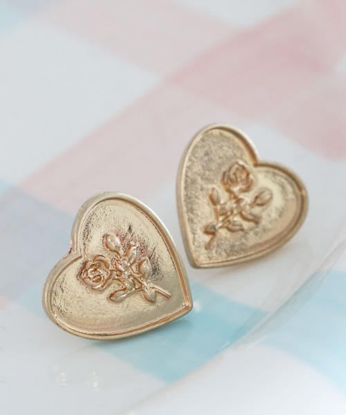 tiny tiny（ティニーティニー）の「ハートローズピアス[tiny tiny(ティニーティニー)]（ピアス（両耳用）・レディース・イエロー/グレー・0）」の2枚目の写真